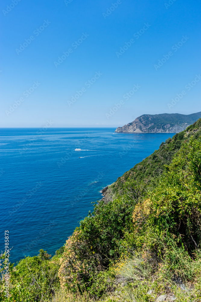 Italy, Cinque Terre, Corniglia, an island in the middle of a body of water