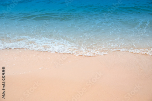 Wave & Sand beach background , holiday or relax in summer concept.