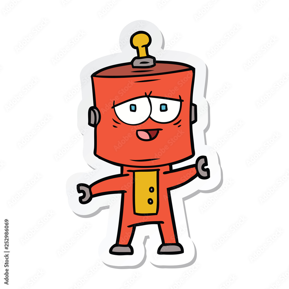 sticker of a cartoon robot sticker of a cartoon robot