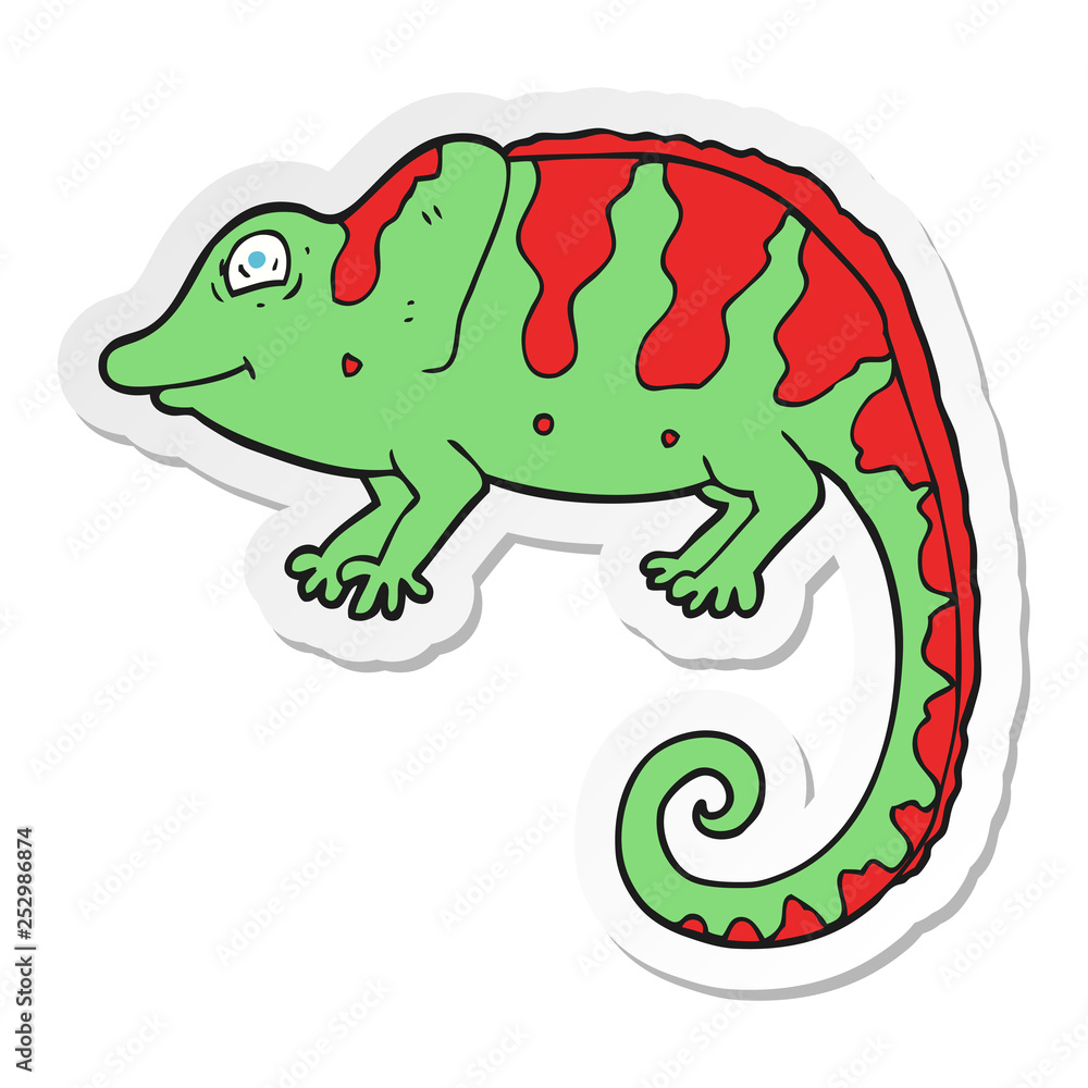 sticker of a cartoon chameleon sticker of a cartoon chameleon