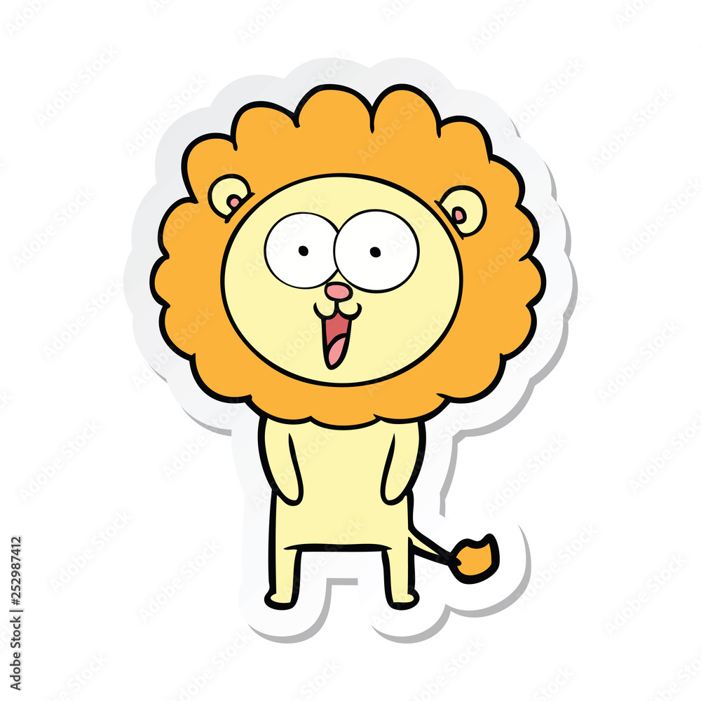sticker of a happy cartoon lion sticker of a happy cartoon lion