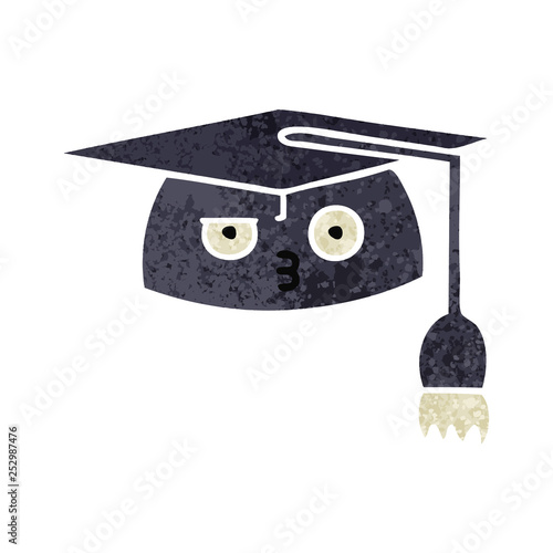 retro illustration style cartoon graduation hat