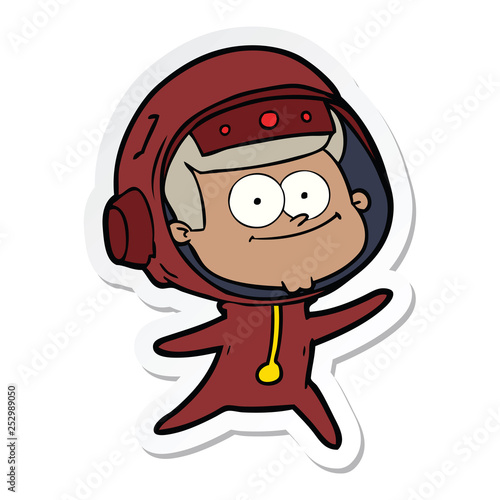 sticker of a happy astronaut cartoon