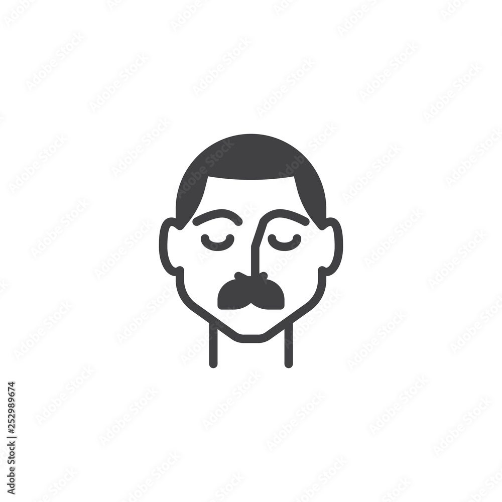 Men's skin therapy vector icon. filled flat sign for mobile concept and web design. Man face with a mustache glyph icon. Symbol, logo illustration. Pixel perfect vector graphics