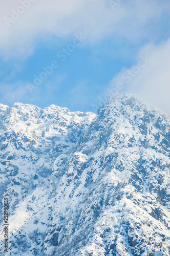 Wide panoramic view of snow covered Zabarwan Mountains in Kashmir. Himalayas in Kashmir India