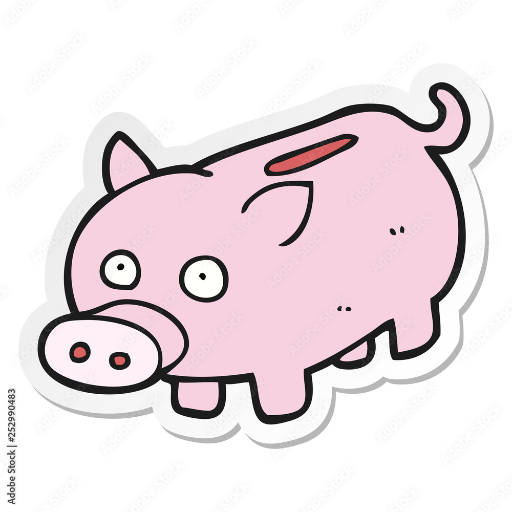 sticker of a cartoon piggy bank sticker of a cartoon piggy bank