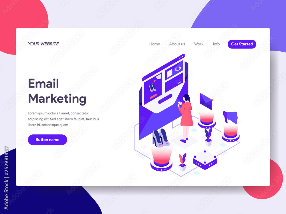 Landing page template of Email Marketing Illustration Concept. Isometric flat design concept of web page design for website and mobile website.Vector illustration Landing page template of Email Marketing Illustration Concept. Isometric flat design concept of web page design for website and mobile website.Vector illustration