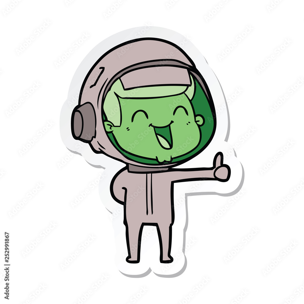 sticker of a happy cartoon astronaut