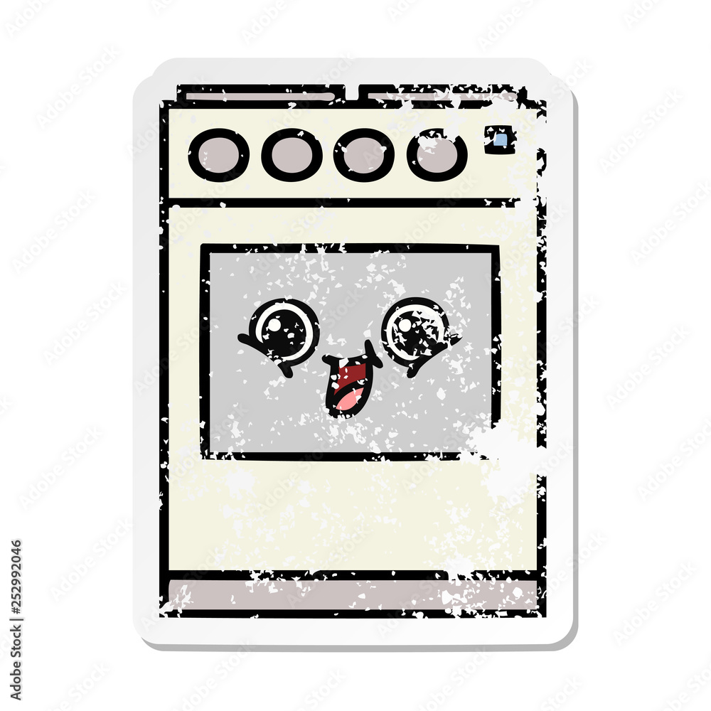 distressed sticker of a cute cartoon kitchen oven distressed sticker of a cute cartoon kitchen oven