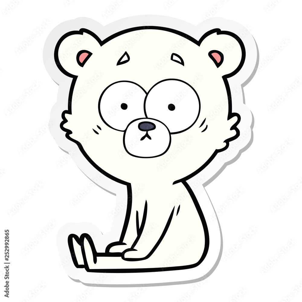 sticker of a nervous polar bear cartoon sticker of a nervous polar bear cartoon