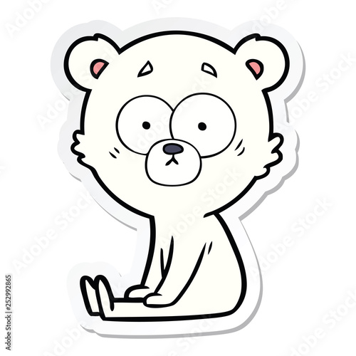 sticker of a nervous polar bear cartoon