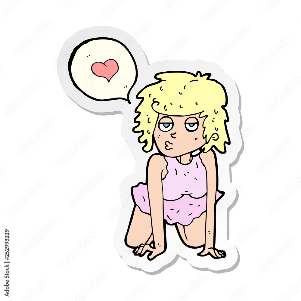 sticker of a cartoon woman in love sticker of a cartoon woman in love