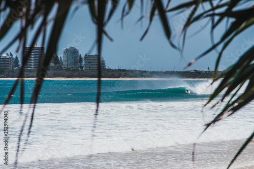 Surfer in beautiful wave in Mooloolaba