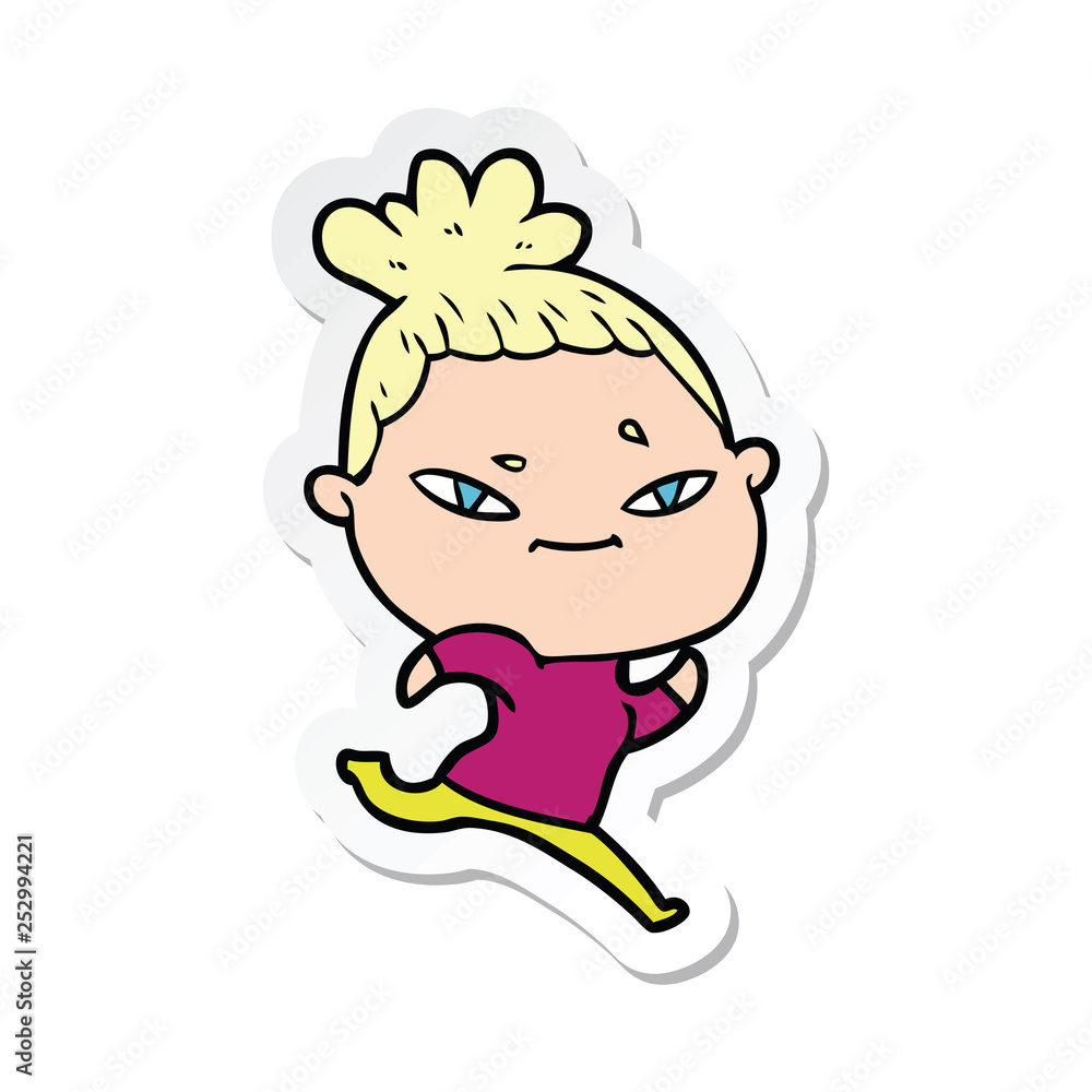 sticker of a cartoon woman