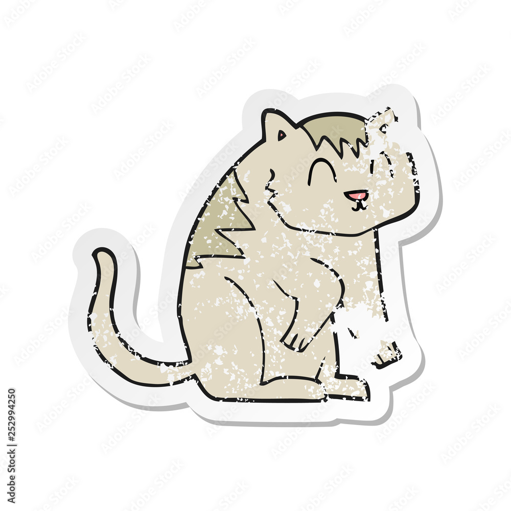 retro distressed sticker of a cartoon cat retro distressed sticker of a cartoon cat