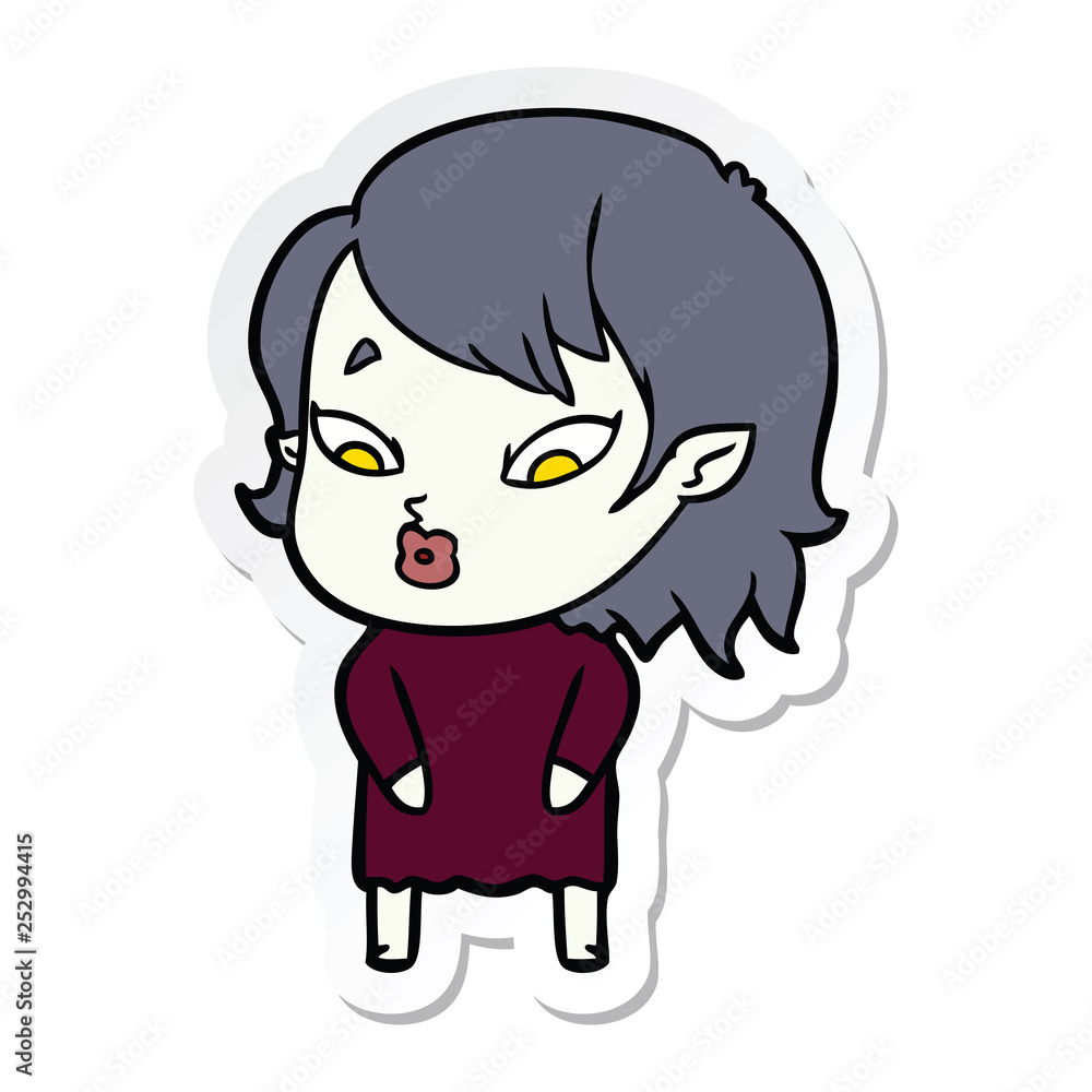 sticker of a cute cartoon vampire girl sticker of a cute cartoon vampire girl