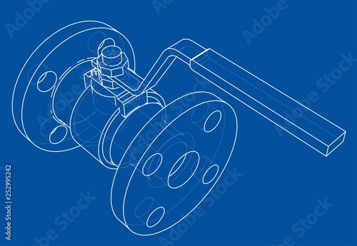 Industrial valve outline. Vector rendering of 3d