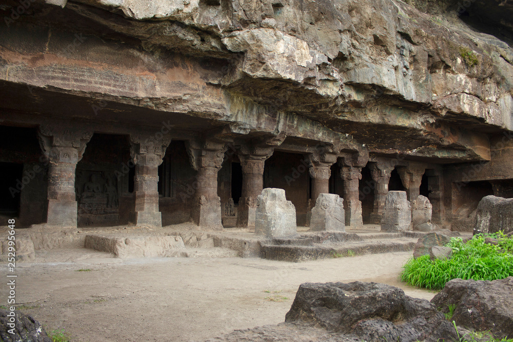 Cave1, View of the porch and area in  front, Aurangabad caves, Western Group, Aurangabad, Maharashtra, India.