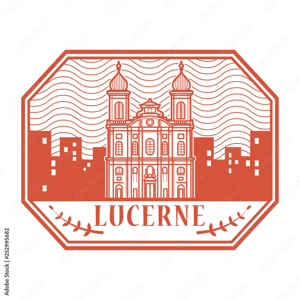 Stamp with Jesuit Church, Lucerne, Switzerland