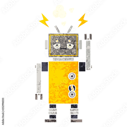 retro illustration style cartoon robot