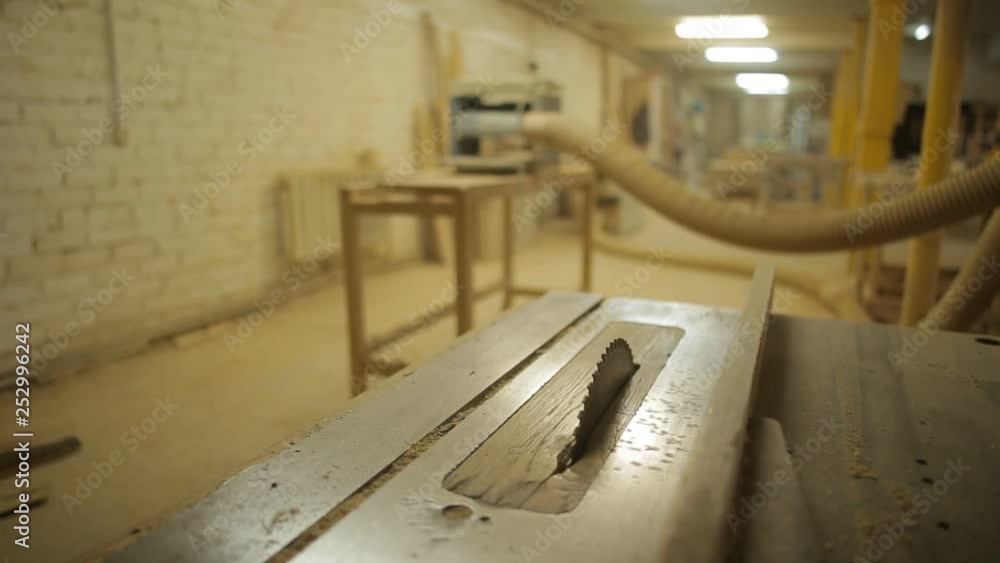Woodworking workshop, circular saw, industrial Woodworking workshop, circular saw, industrial