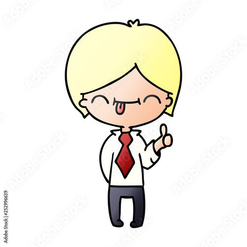 gradient cartoon of boy with thumb up