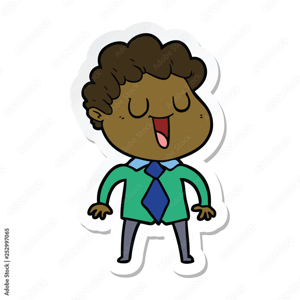 sticker of a laughing cartoon man