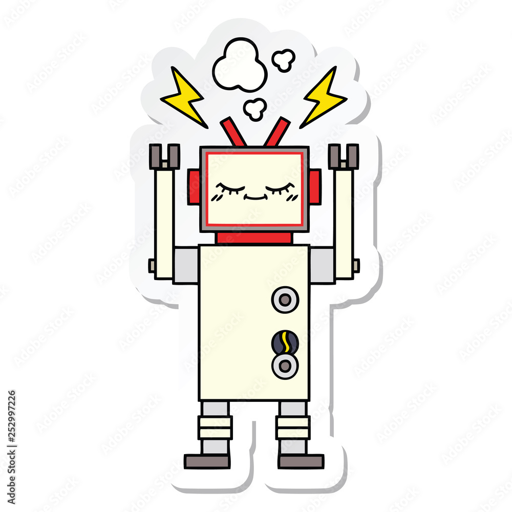 sticker of a cute cartoon dancing robot sticker of a cute cartoon dancing robot