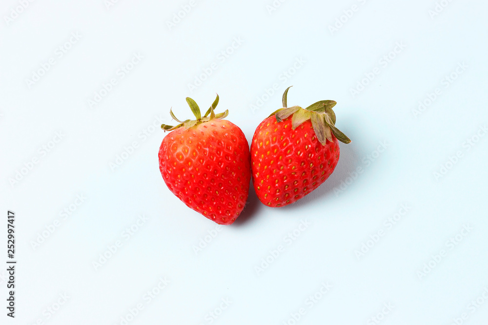 Strawberry isolated on blue background, close up, healthy eating concept, natural products. Strawberry isolated on blue background, close up, healthy eating concept, natural products.
