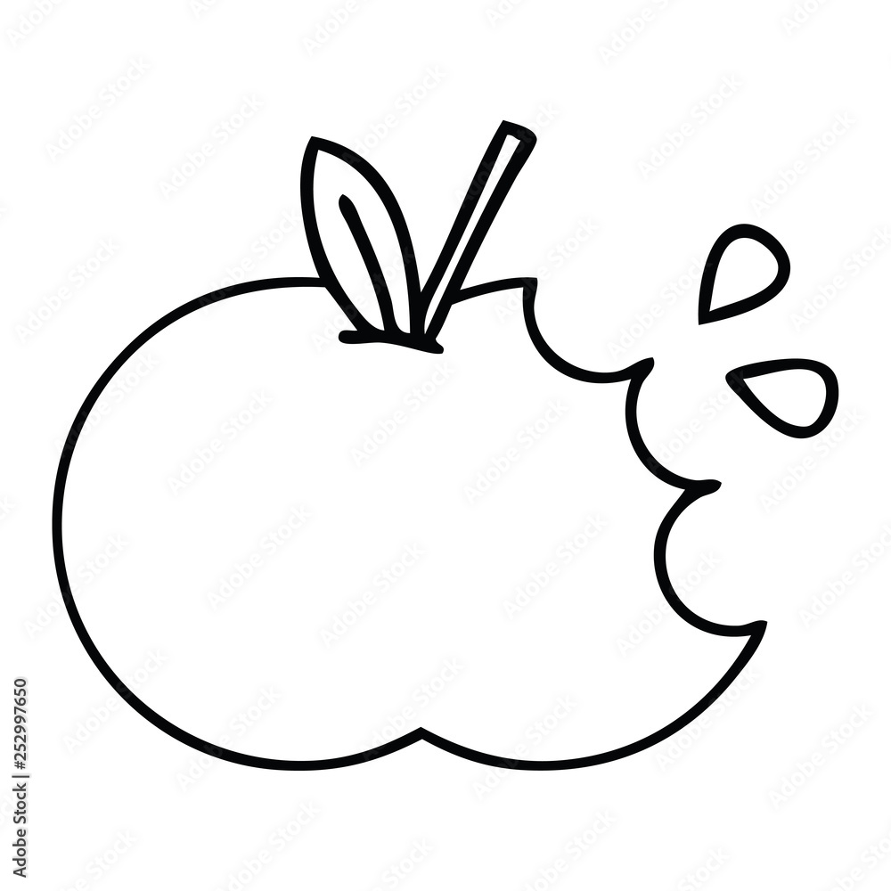 line drawing cartoon juicy apple