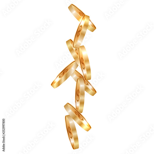 Gold coin vector illustration. Rain of coins.