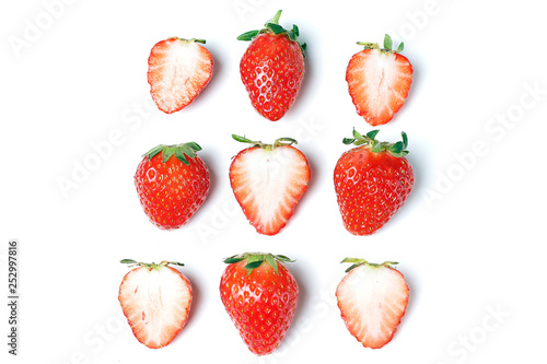 Strawberry isolated on white background, close up, healthy eating concept, natural products.