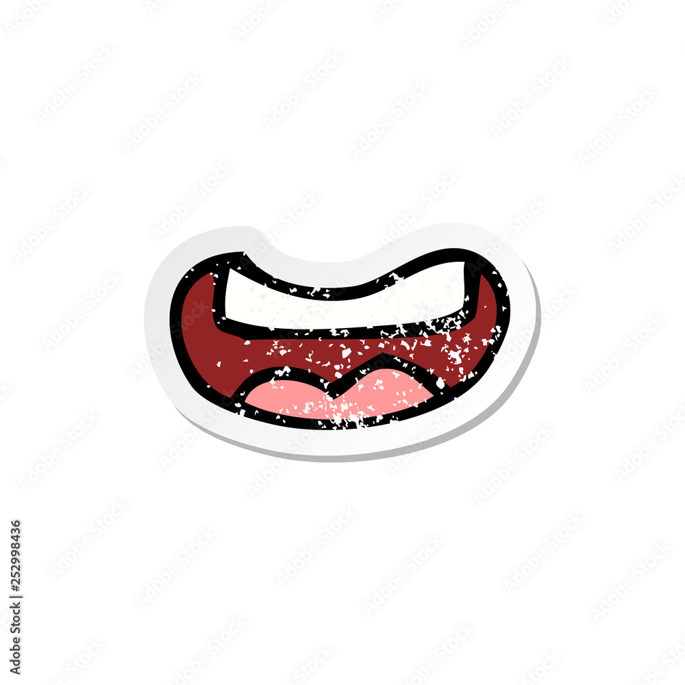 retro distressed sticker of a cartoon mouth retro distressed sticker of a cartoon mouth