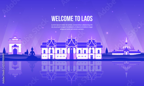 Famous landmark of laos, Southeast asia tourism attraction in Vientiane capital.