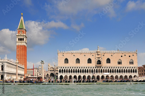 View from sea of Piazza San Marco Campanile and Ducale (Doge Palace). Venice Italy. © GISTEL