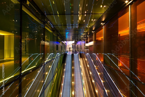 Escalator view at Dubai Residences area at night