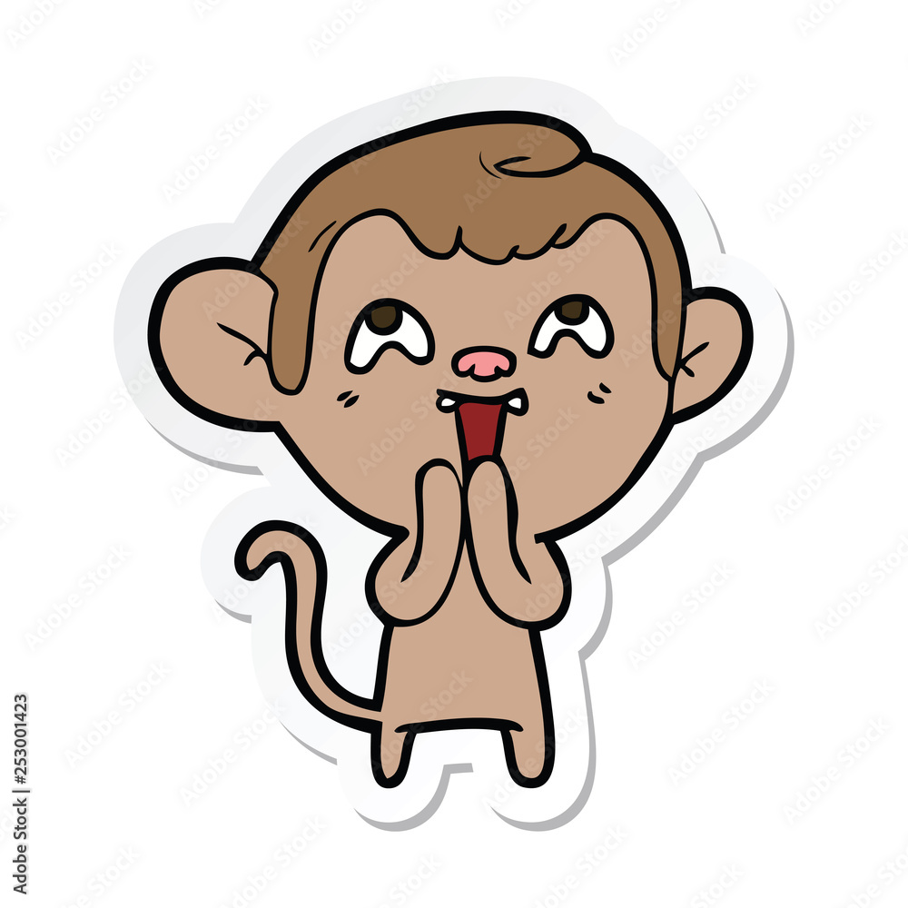 sticker of a crazy cartoon monkey sticker of a crazy cartoon monkey