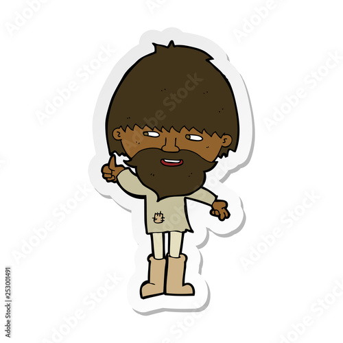 sticker of a cartoon hippie man in wellington boots