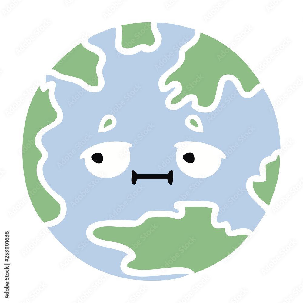 flat color retro cartoon planet earth flat color retro cartoon planet earth