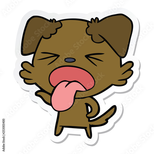 sticker of a cartoon disgusted dog