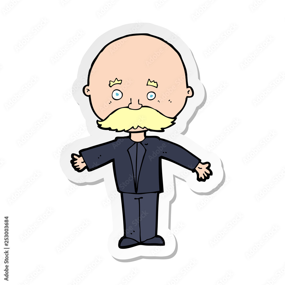 sticker of a cartoon man with mustache sticker of a cartoon man with mustache