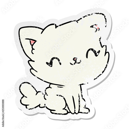 distressed sticker cartoon cute kawaii fluffy cat