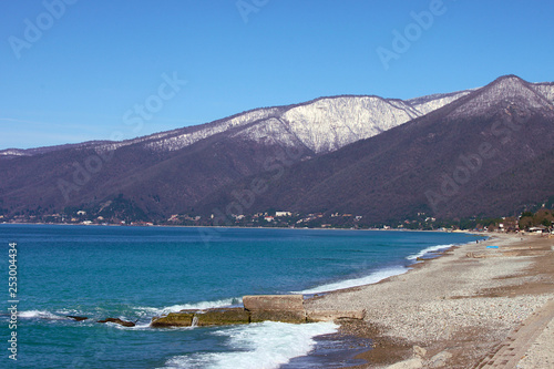 Sea and mountains in winter, Abkhazia