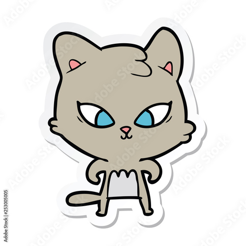 sticker of a cute cartoon cat