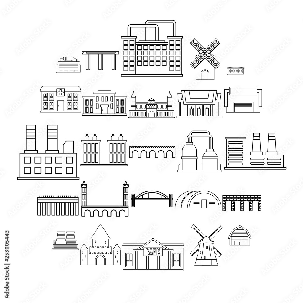 Structure icons set. Outline set of 25 structure vector icons for web isolated on white background