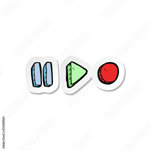 sticker of a cartoon playback symbols