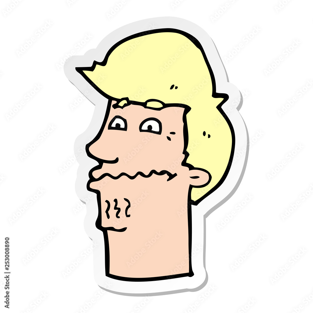 sticker of a cartoon nervous man