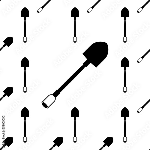 Shovel Icon, Tool Seamless Pattern