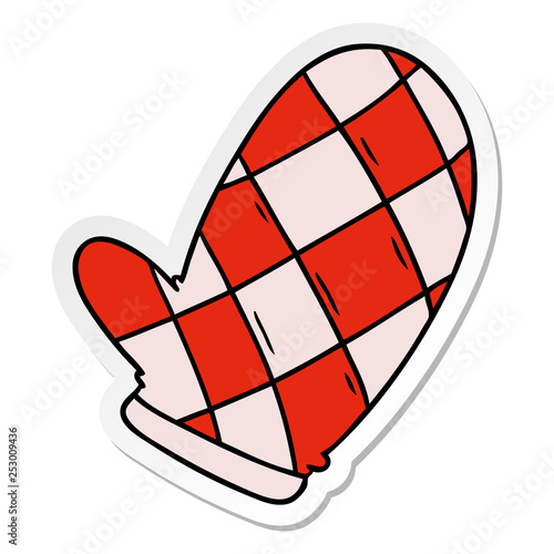 sticker cartoon doodle of an oven glove
