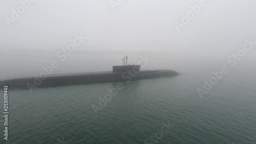 Gigantic russian navy Typhoon class atomic ballistic missile submarine floats